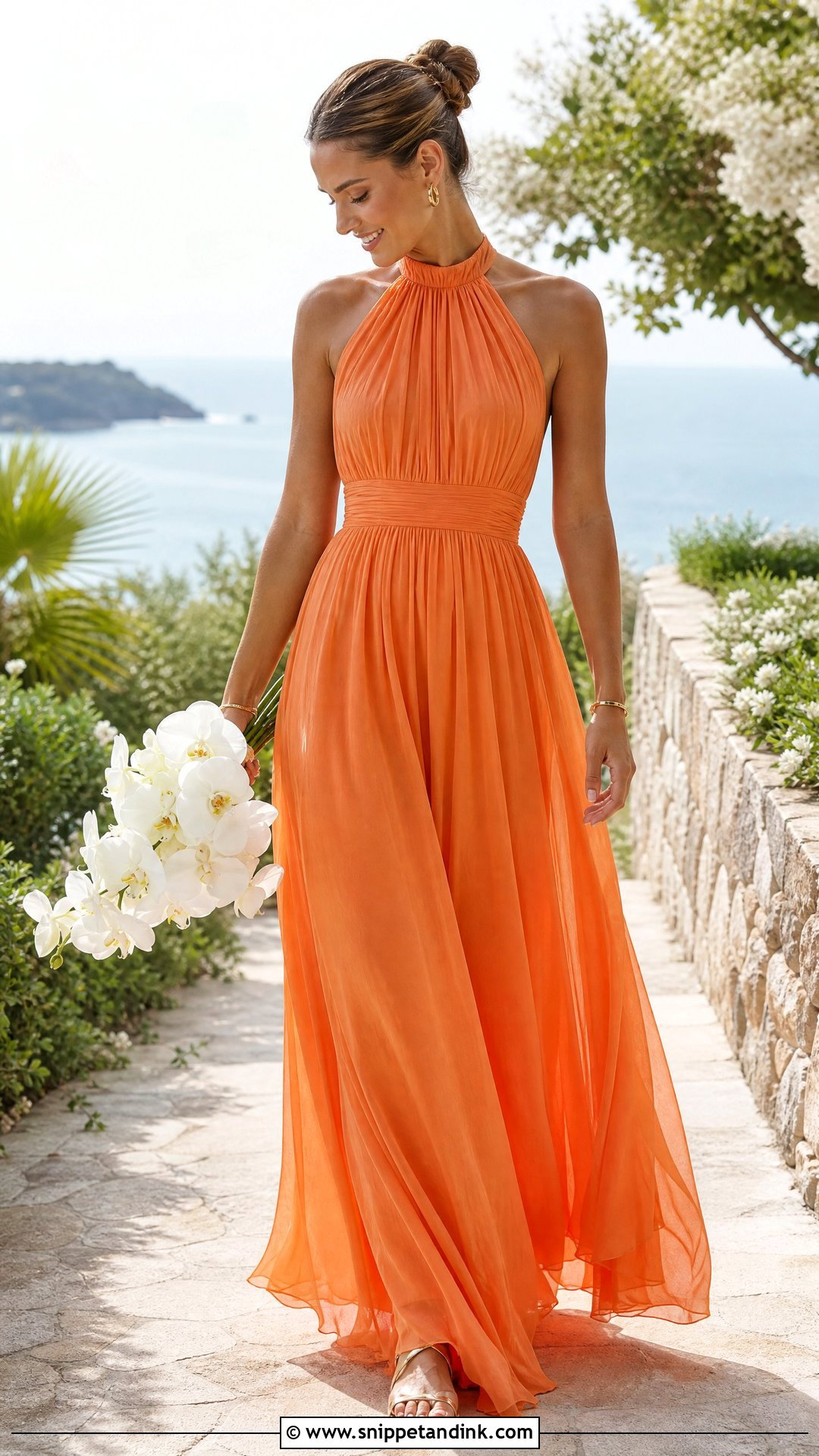 Orange Halter Neck Wedding Dress - Snippet and Ink - 20 Orange Wedding Dresses