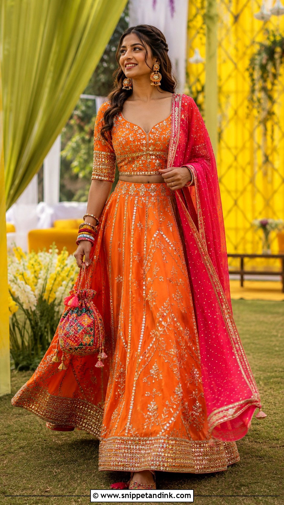 Orange Heavy Lehenga With Gota Patti Work - Snippet and Ink - 20 Heavy Dress for Wedding Ideas