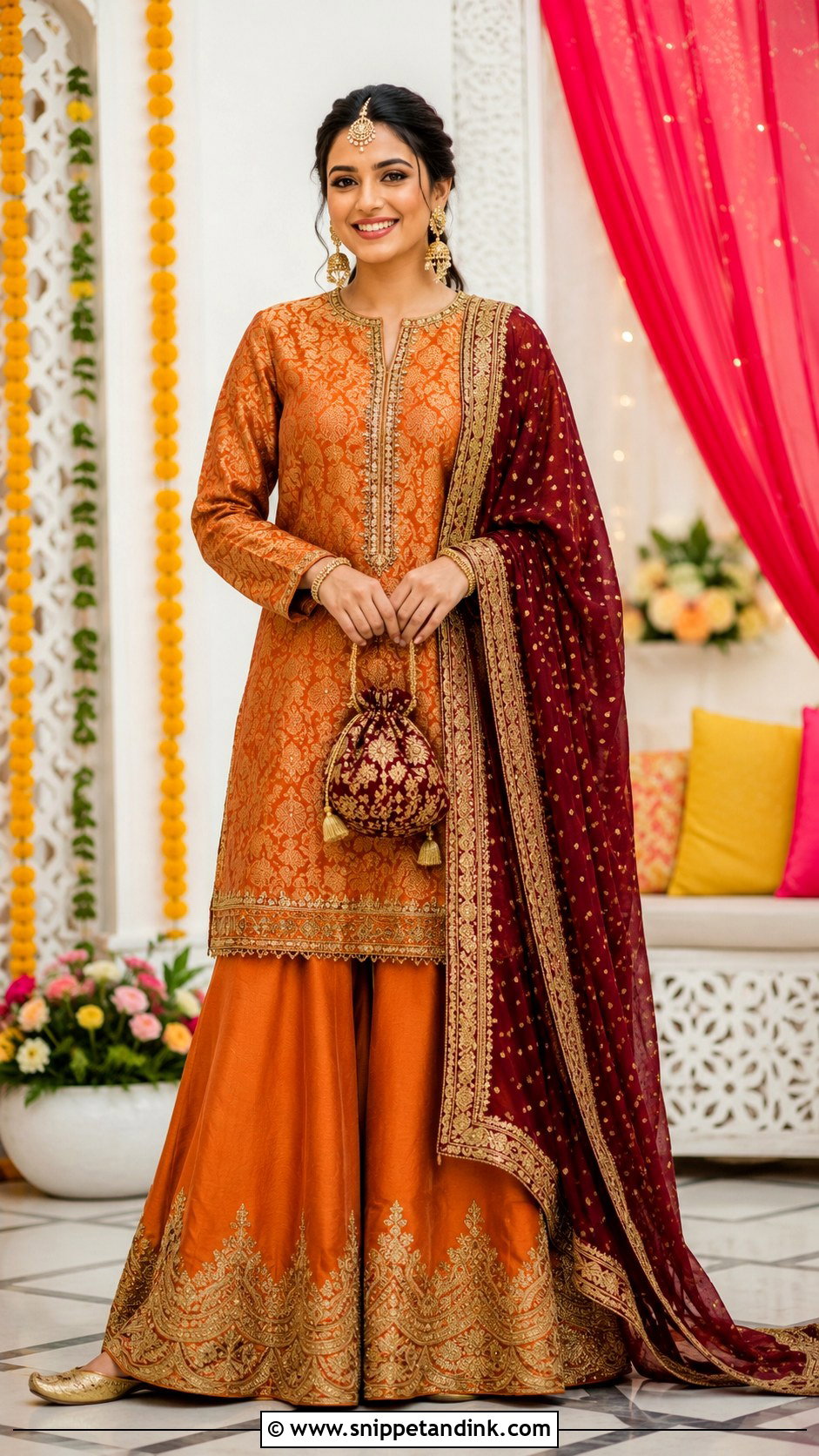 Orange Heavy Plazo Suit for Wedding - Snippet and Ink - 20 Heavy Plazo Suits for Wedding