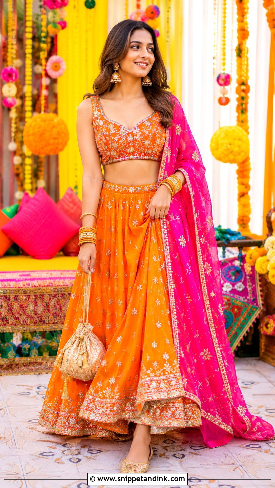 Orange Lehenga Dress For Mehndi - Snippet and Ink - 25 Pakistani Wedding Dresses Sisters
