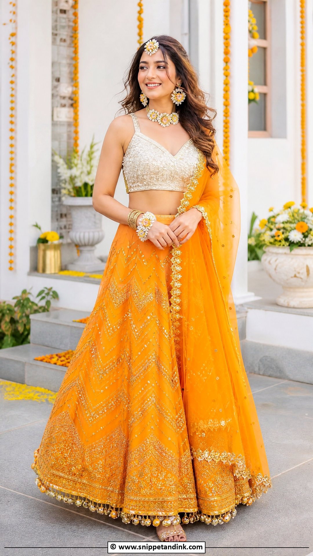 Orange Lehenga For Haldi - Snippet and Ink - 35 Haldi Outfits