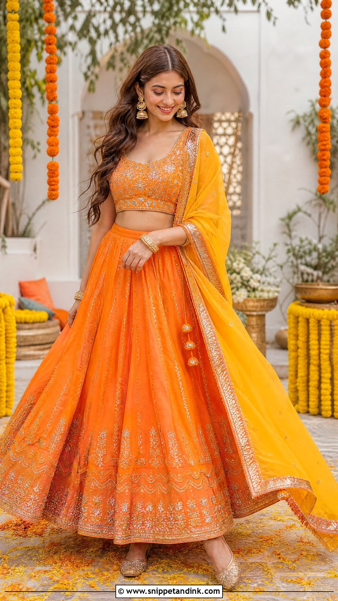 Orange Lehenga For Haldi - Snippet and Ink - 25 Dress for Haldi Ideas
