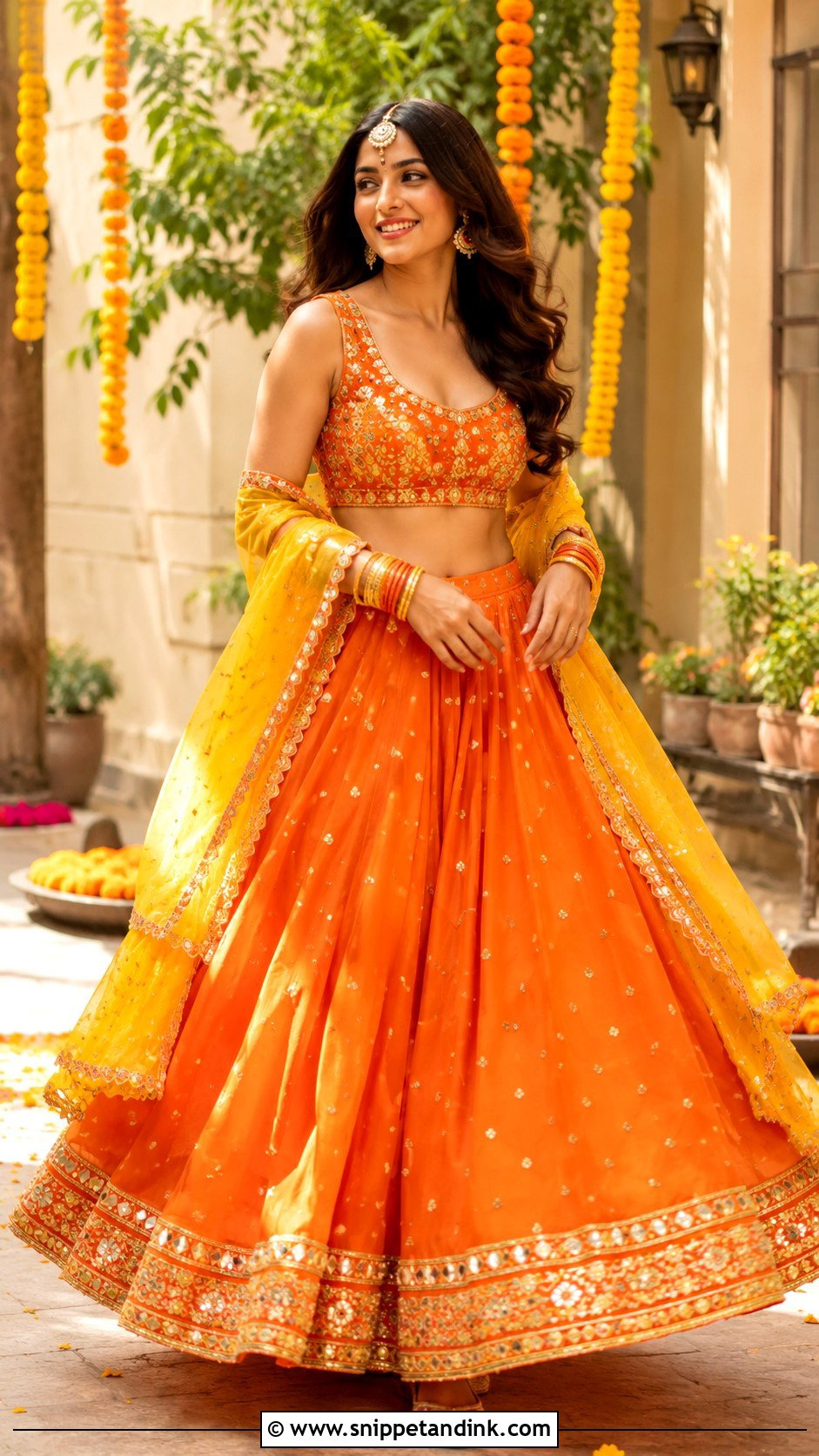 Orange Lehenga For Haldi - Snippet and Ink - 30 Haldi Dresses