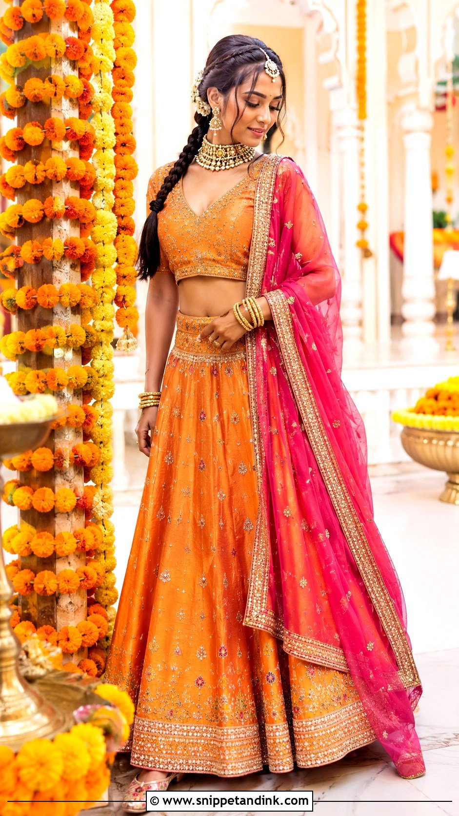 Orange Lehenga Grahshanti Outfit - Snippet and Ink - 20 Grahshanti Outfit for Bridal Ideas
