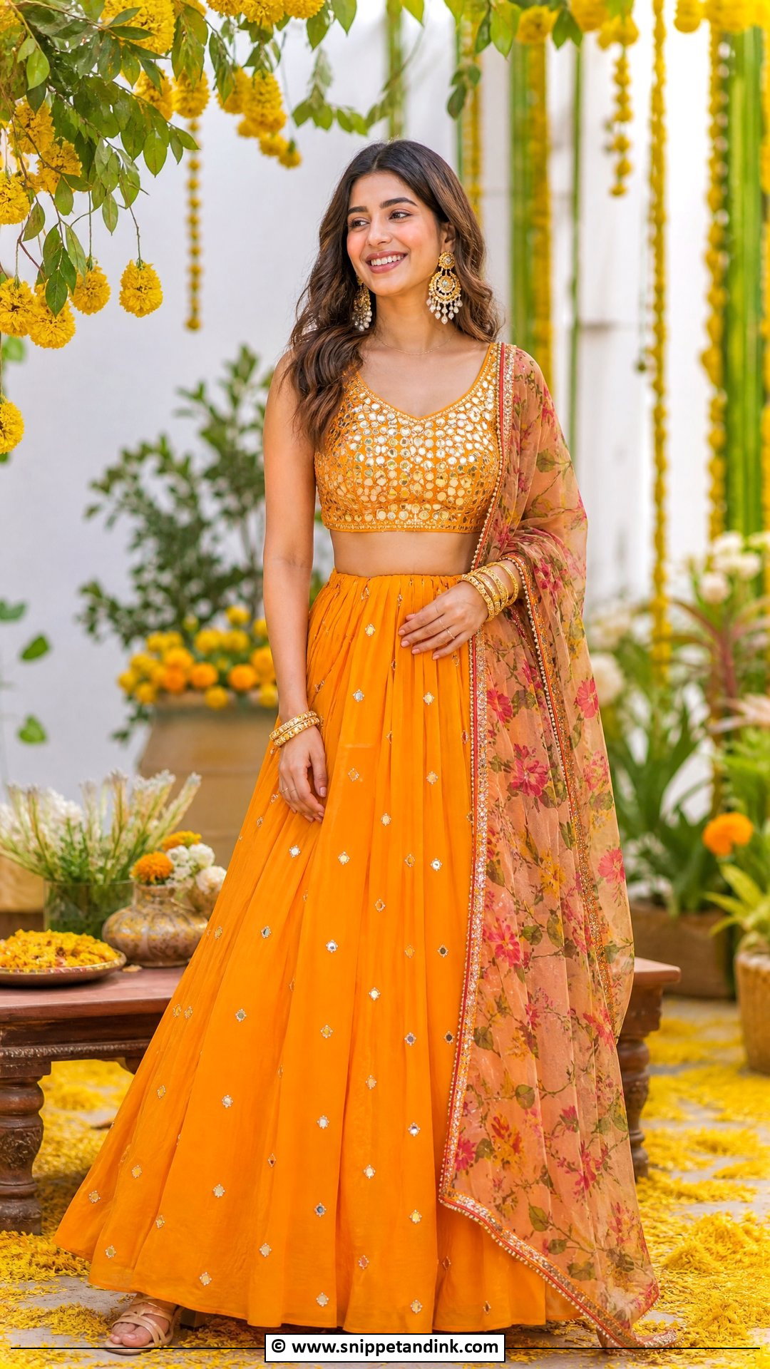 Orange Lehenga Haldi Outfit - Snippet and Ink - 35 Haldi Outfits for Sister