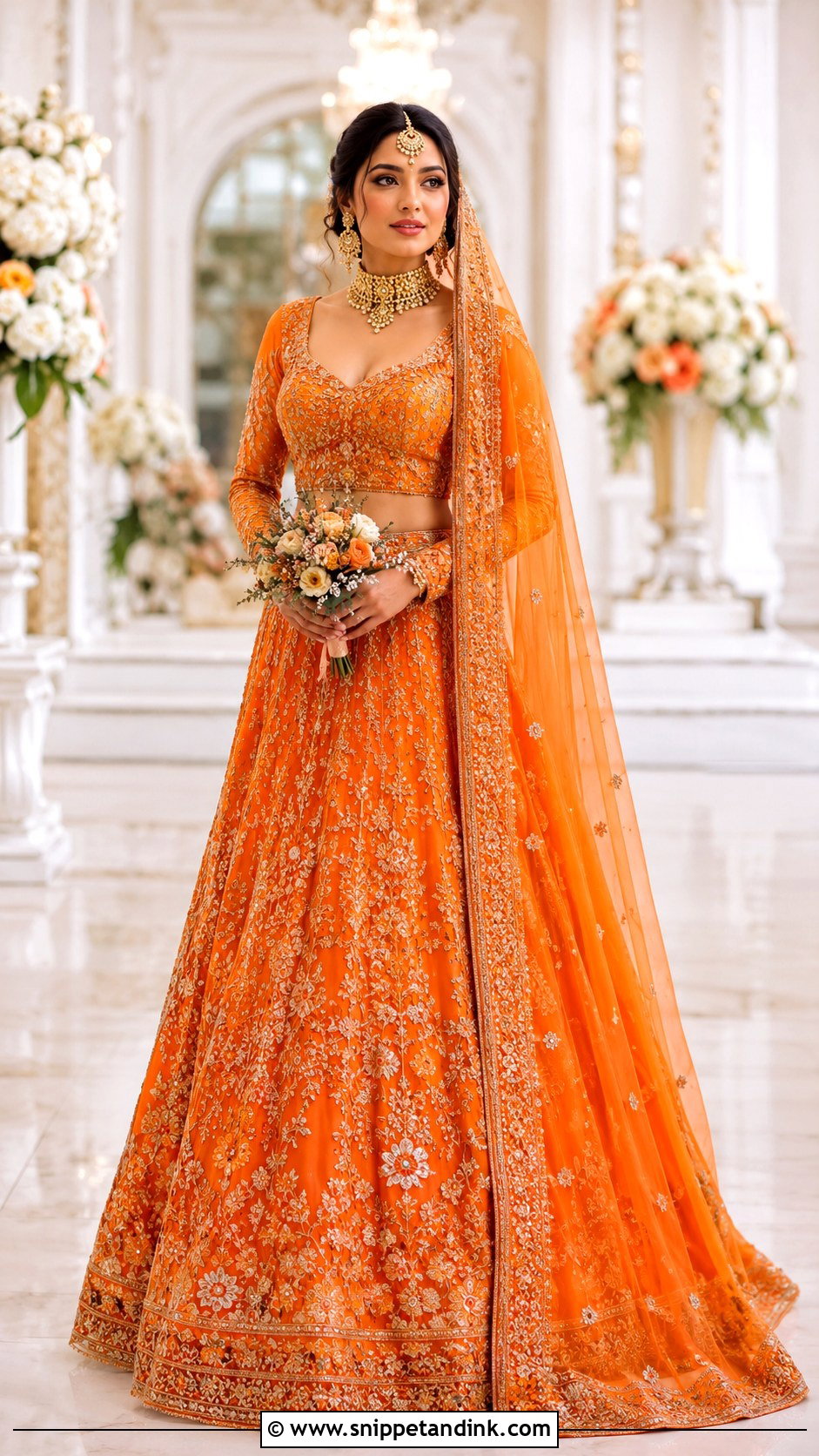 Orange Lehenga Wedding Dress - Snippet and Ink - 25 Orange Wedding Dress Ideas