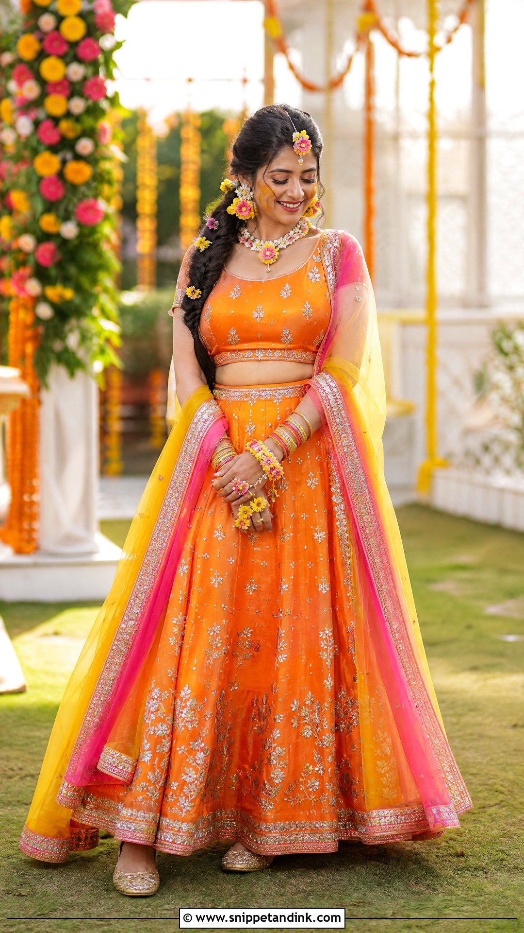 Orange Lehenga for Haldi Function - Snippet and Ink - 25 Dress for Haldi Function Indian Weddings Ideas