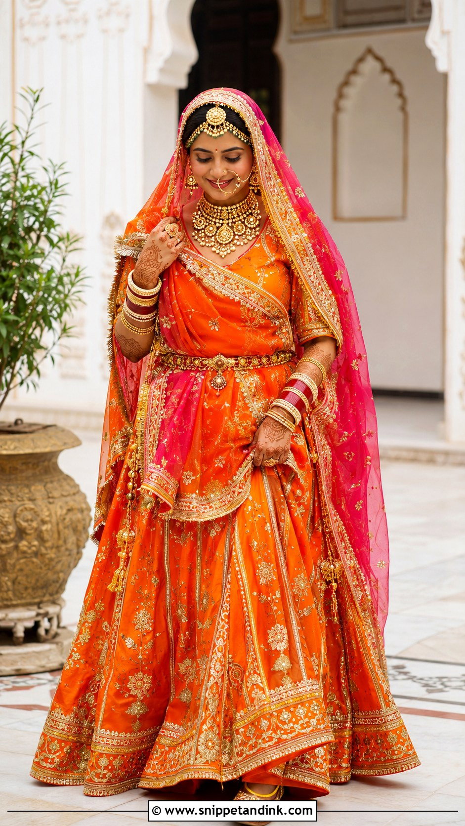 Orange Marwadi Bride Poshak - Snippet and Ink - 25 Marwadi Bride Ideas