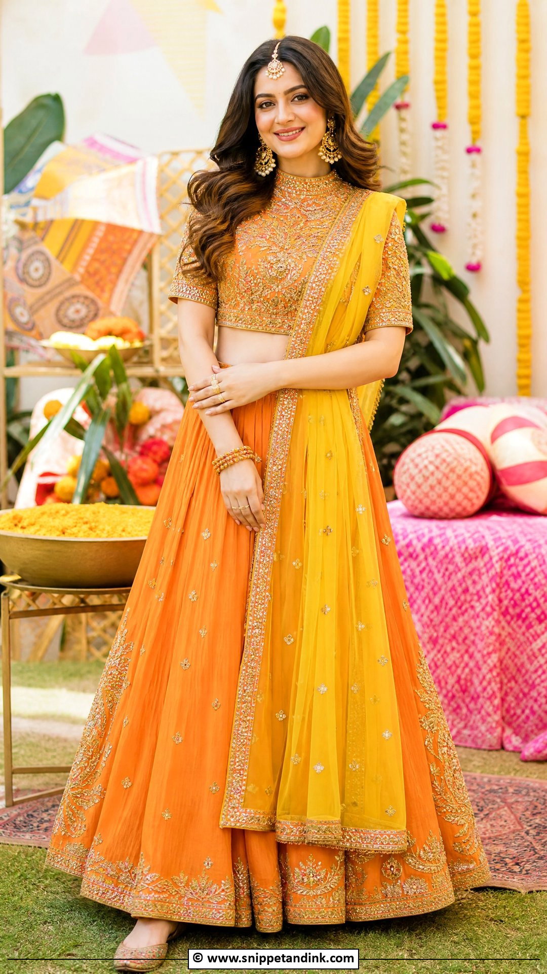 Orange Mayon Dress With Lehenga - Snippet and Ink - 35 Mayon Dresses