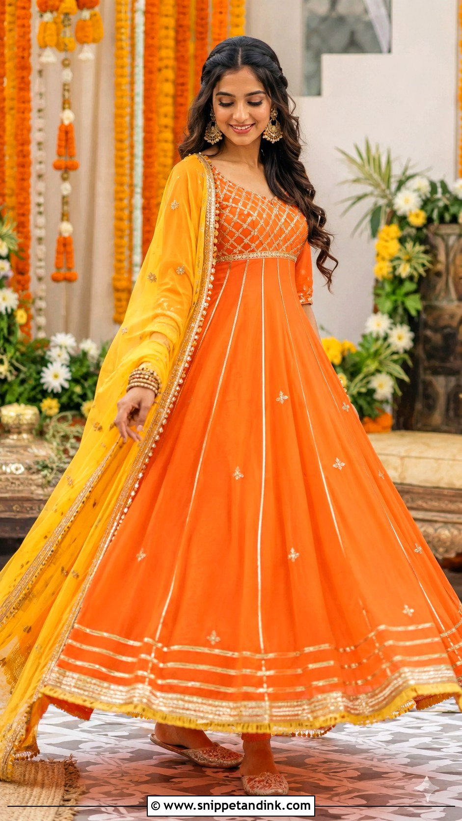 Orange Mayoun Anarkali Frock - Snippet and Ink - 25 Mayoun Dress Ideas