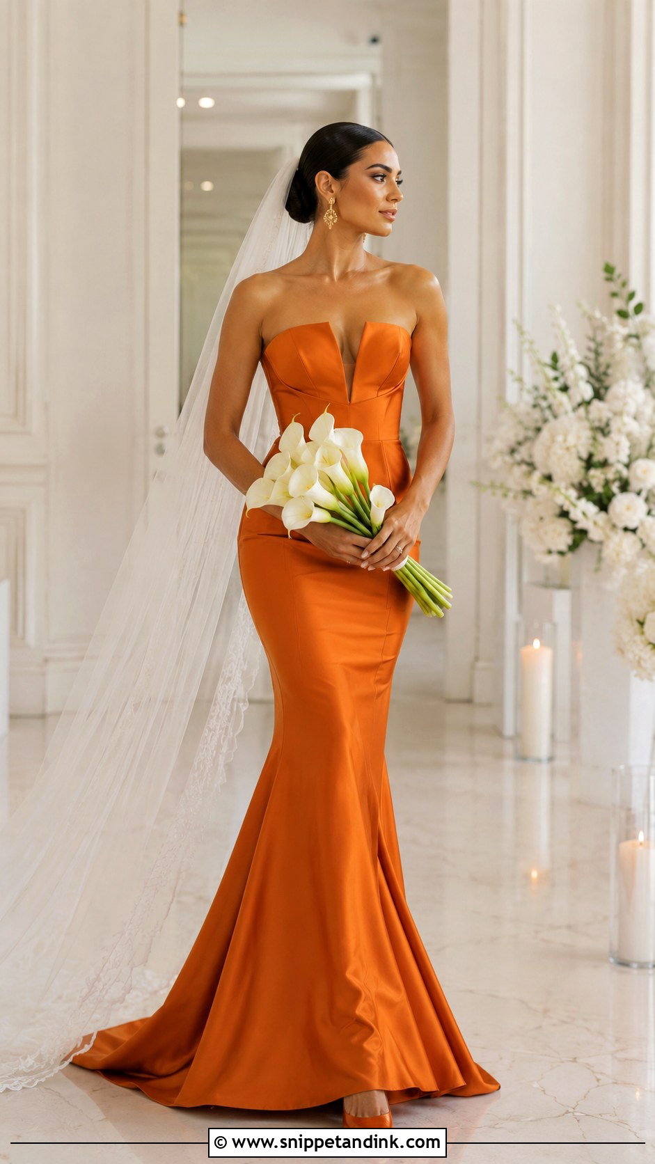 Orange Mermaid Wedding Dress - Snippet and Ink - 25 Orange Wedding Dress Ideas