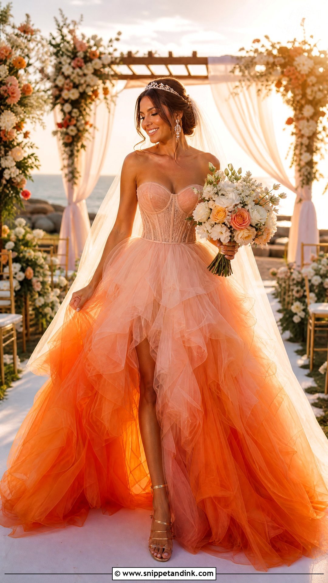 Orange Ombre Tulle Wedding Dress - Snippet and Ink - 20 Orange Wedding Dresses