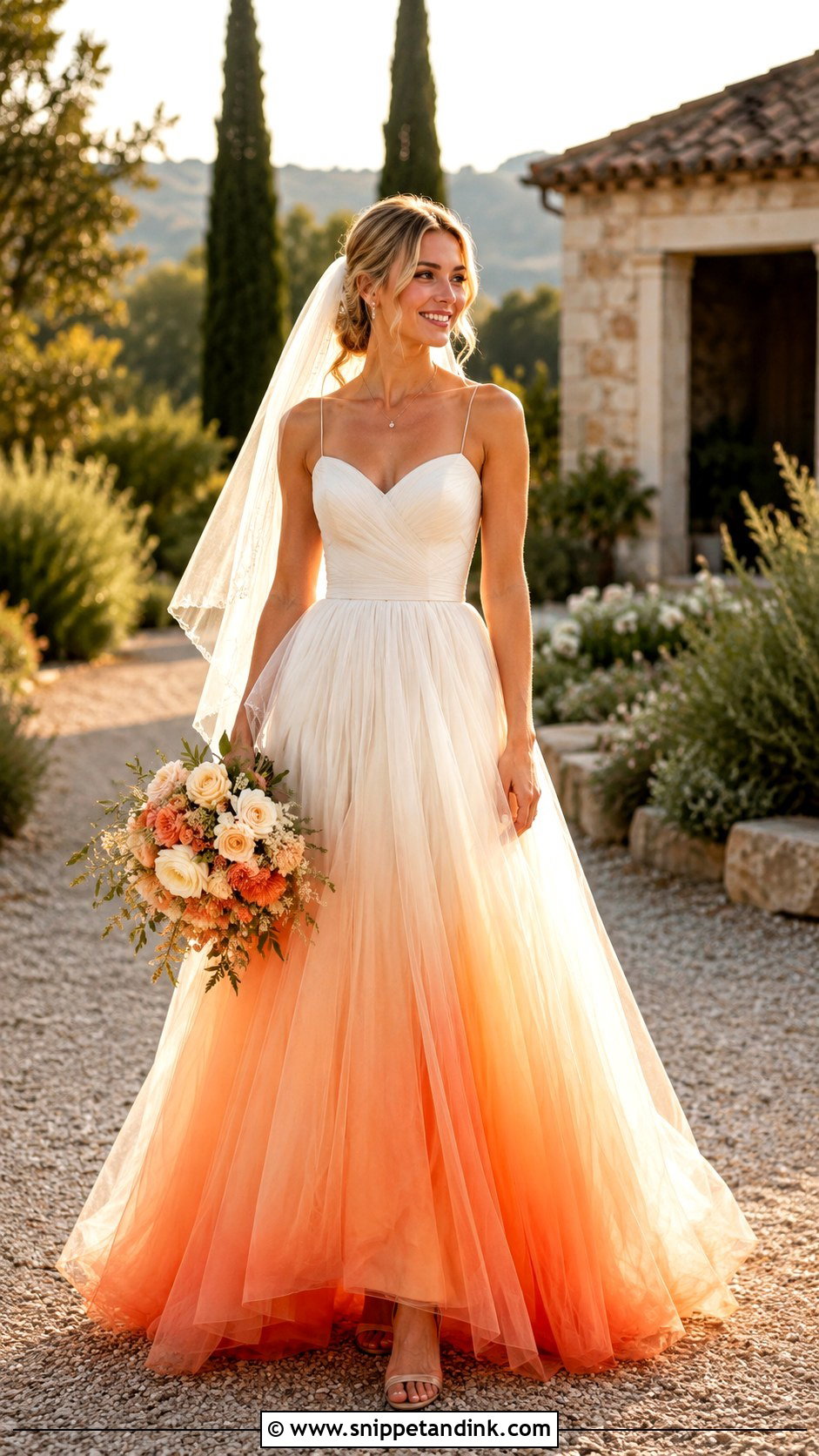 Orange Ombre Wedding Dress - Snippet and Ink - 25 Orange Wedding Dress Ideas