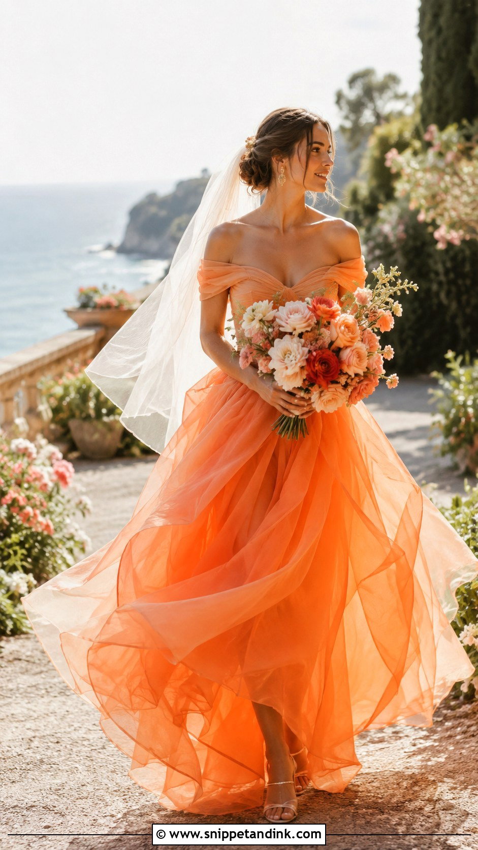Orange Organza Wedding Dress Bride - Snippet and Ink - 20 Colorful Bride Ideas