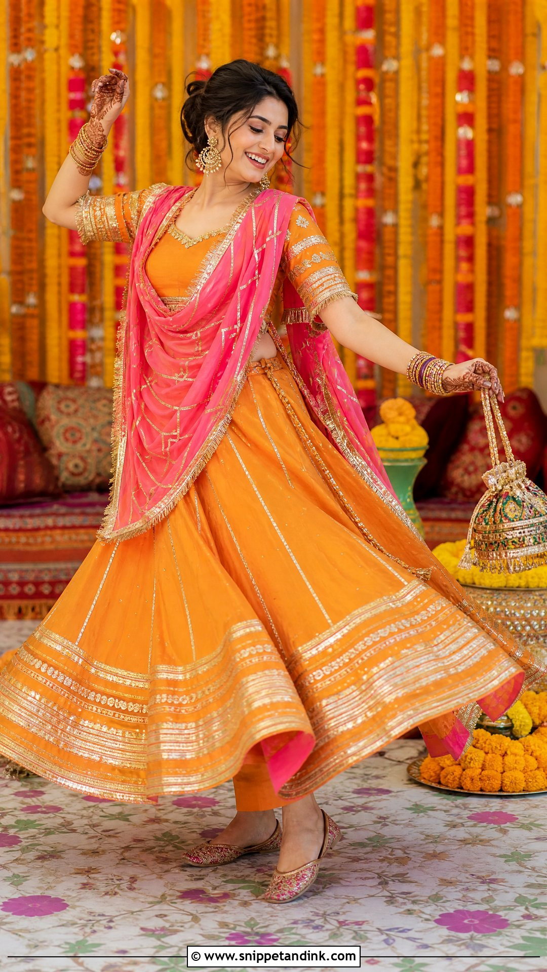 Orange Pakistani Sister Gota Lehenga - Snippet and Ink - 20 Pakistani Sister Wedding Dress Ideas