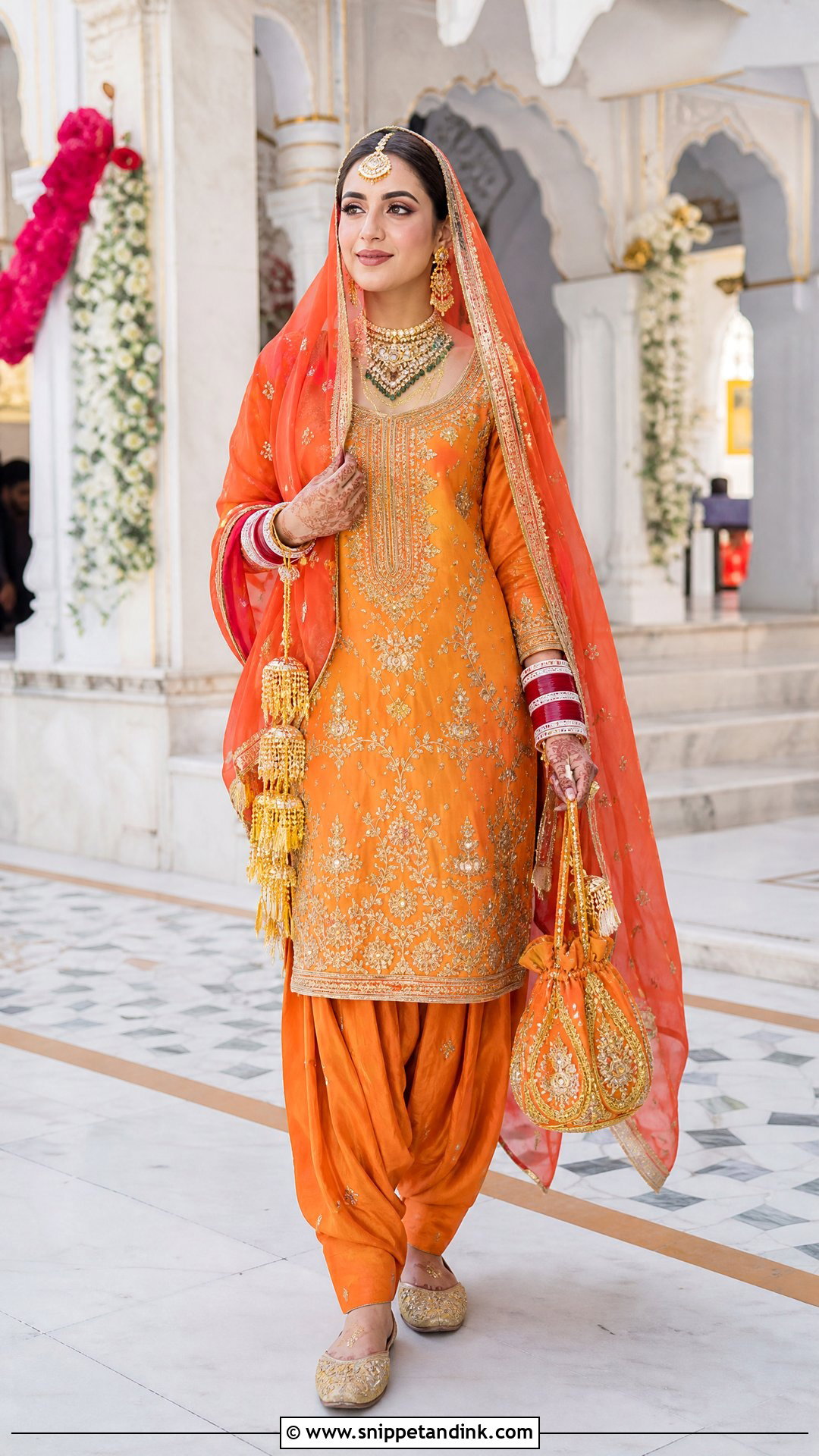 Orange Punjabi Bridal Patiala Suit - Snippet and Ink - 25 Sikh Wedding Dress Punjabi Bride Ideas