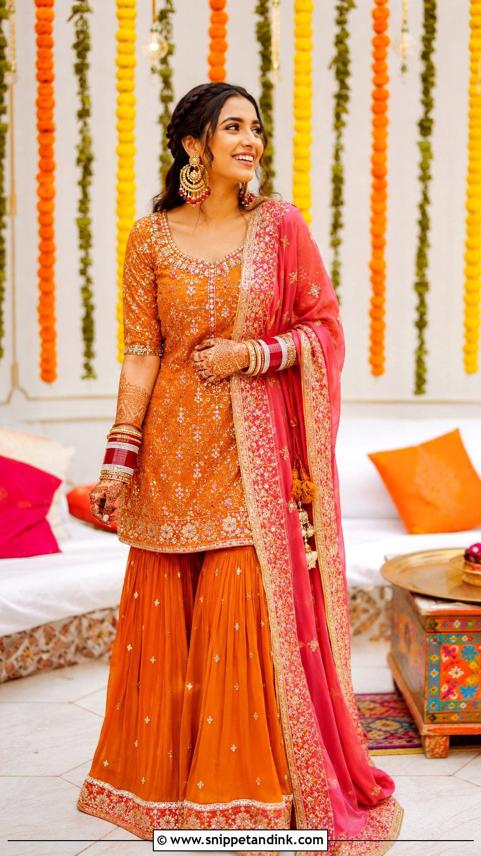 Orange Punjabi Bridal Sharara Suit - Snippet and Ink - 25 Punjabi Bridal Suit Ideas