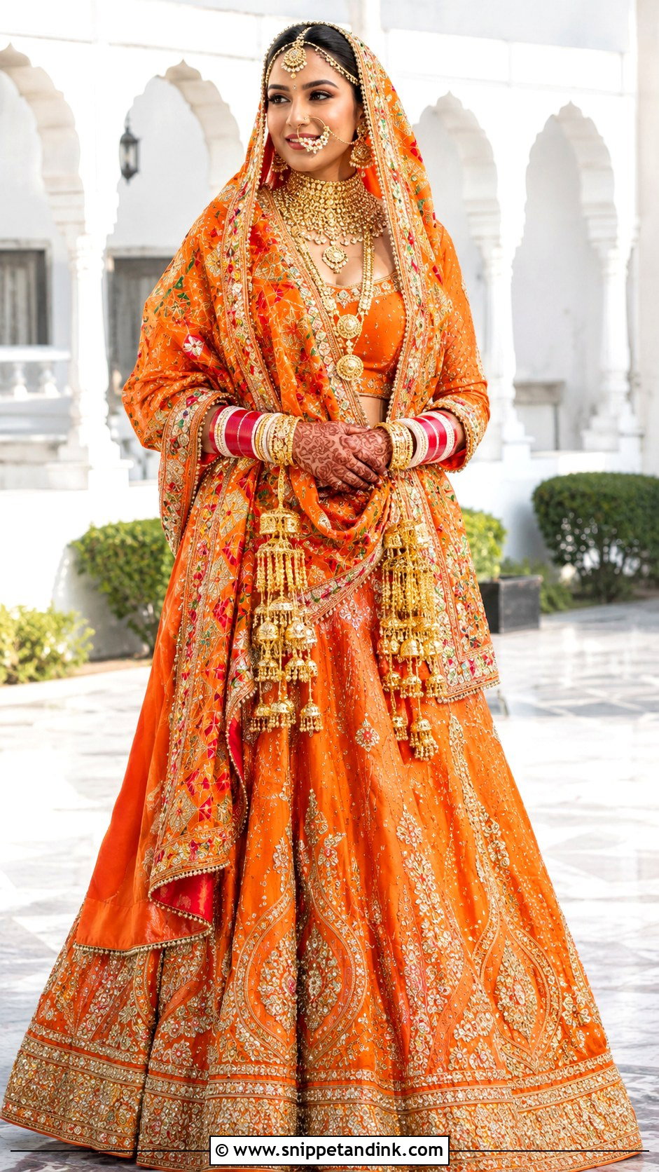 Orange Punjabi Bride Lehenga - Snippet and Ink - 25 Traditional Punjabi Bride Ideas