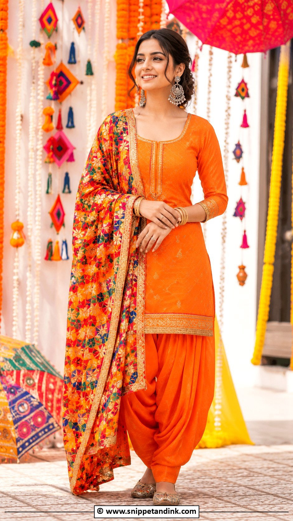 Orange Punjabi Phulkari Suit - Snippet and Ink - 30 Punjabi Wedding Suit Ideas