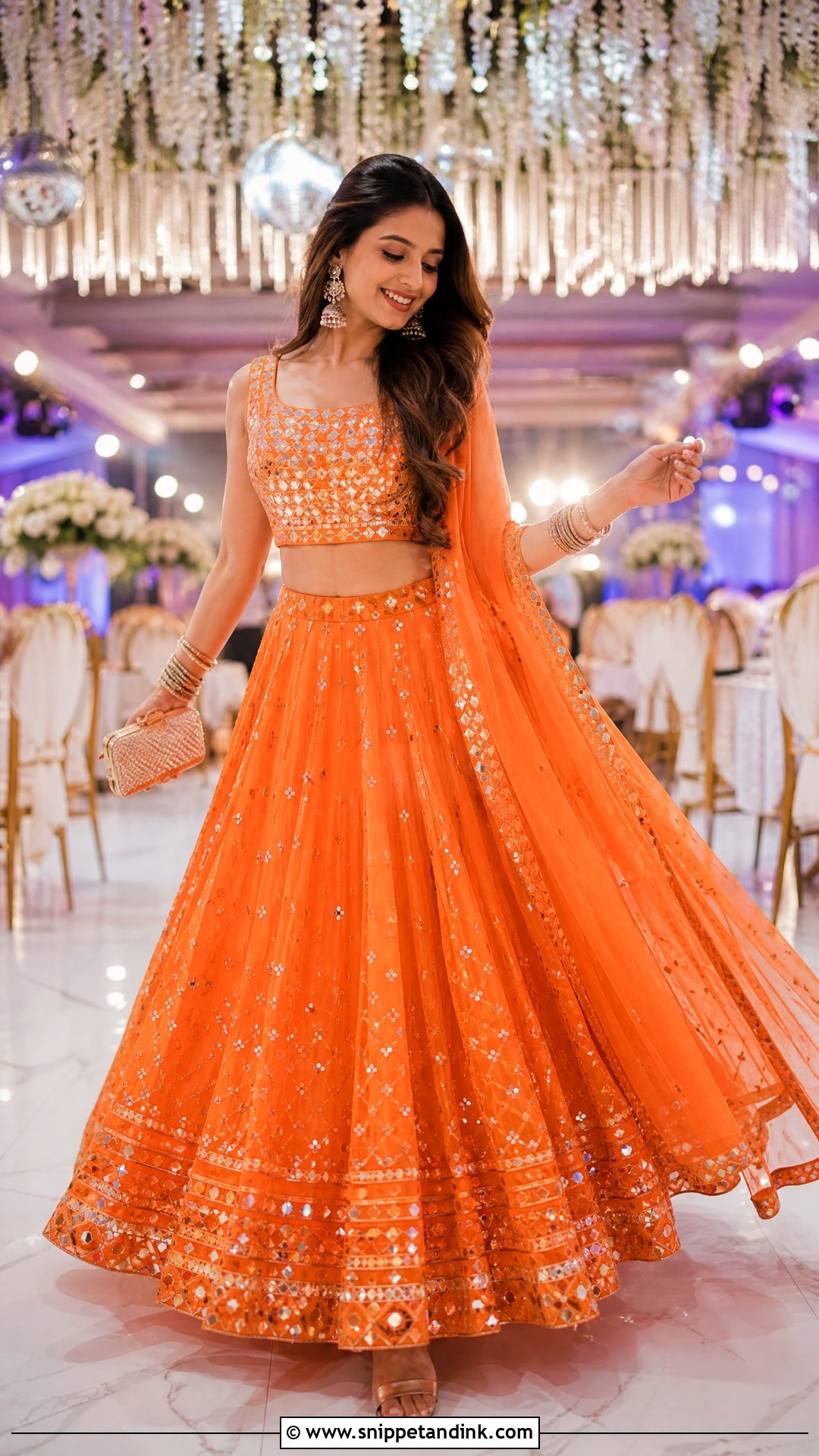 Orange Punjabi Sangeet Outfit - Snippet and Ink - 25 Punjabi Wedding Outfits