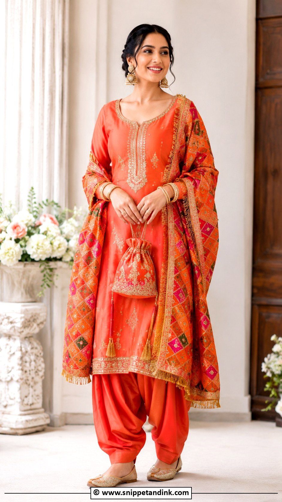 Orange Punjabi Suit For Anand Karaj - Snippet and Ink - 30 Anand Karaj Suit Ideas