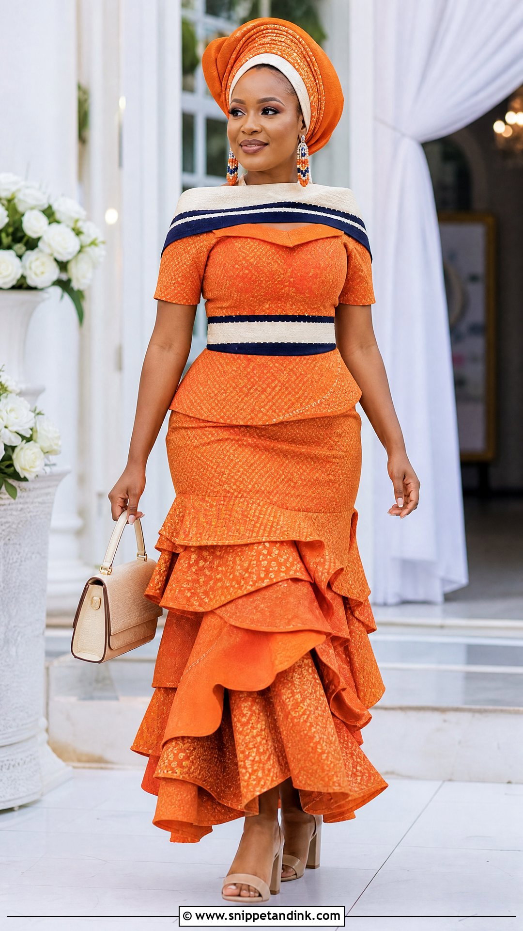 Orange Ruffled Lobola Dress - Snippet and Ink - 20 Traditional Lobola Dresses