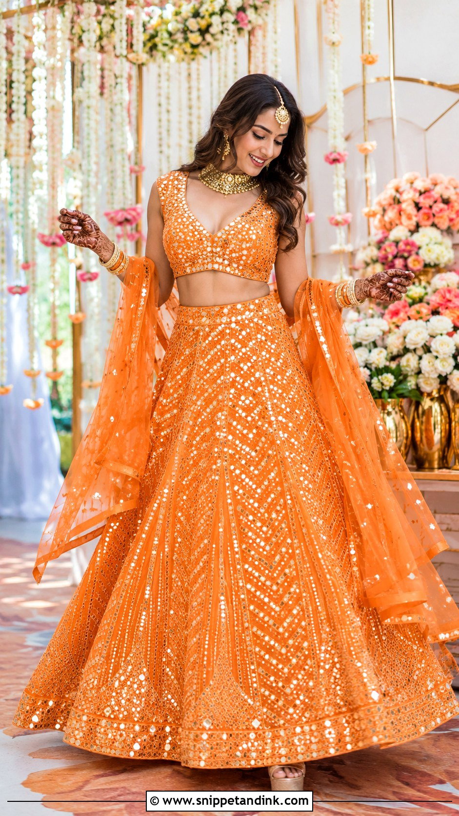 Orange Sangeet Lehenga - Snippet and Ink - 25 Sangeet Outfits for Bride