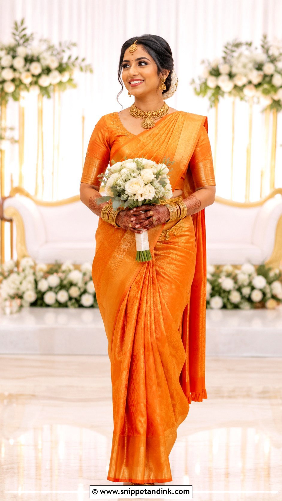 Orange Saree Wedding Dress - Snippet and Ink - 25 Orange Wedding Dress Ideas
