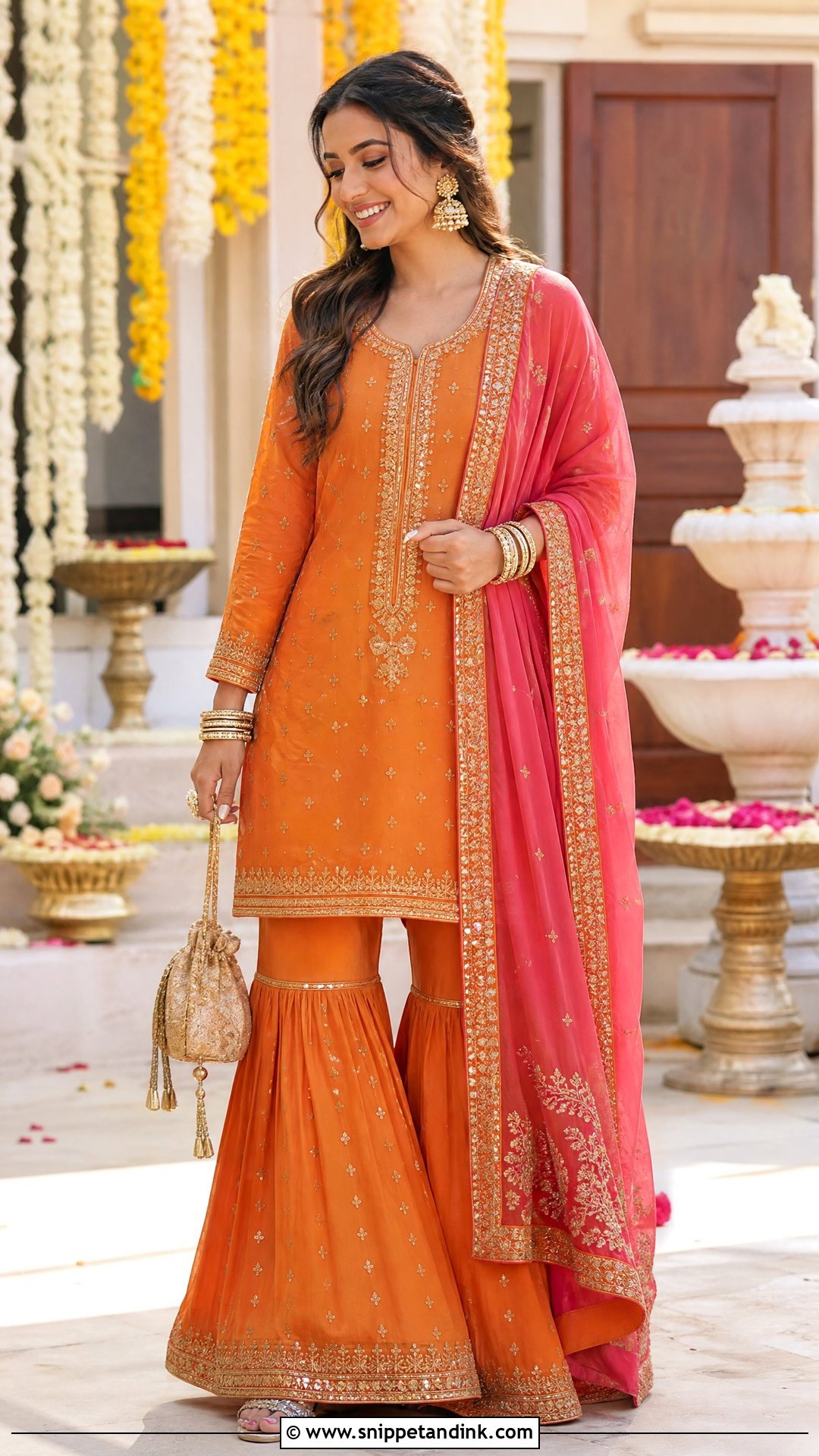 Orange Sharara Suit - Snippet and Ink - 25 Heavy Sharara Suits for Wedding