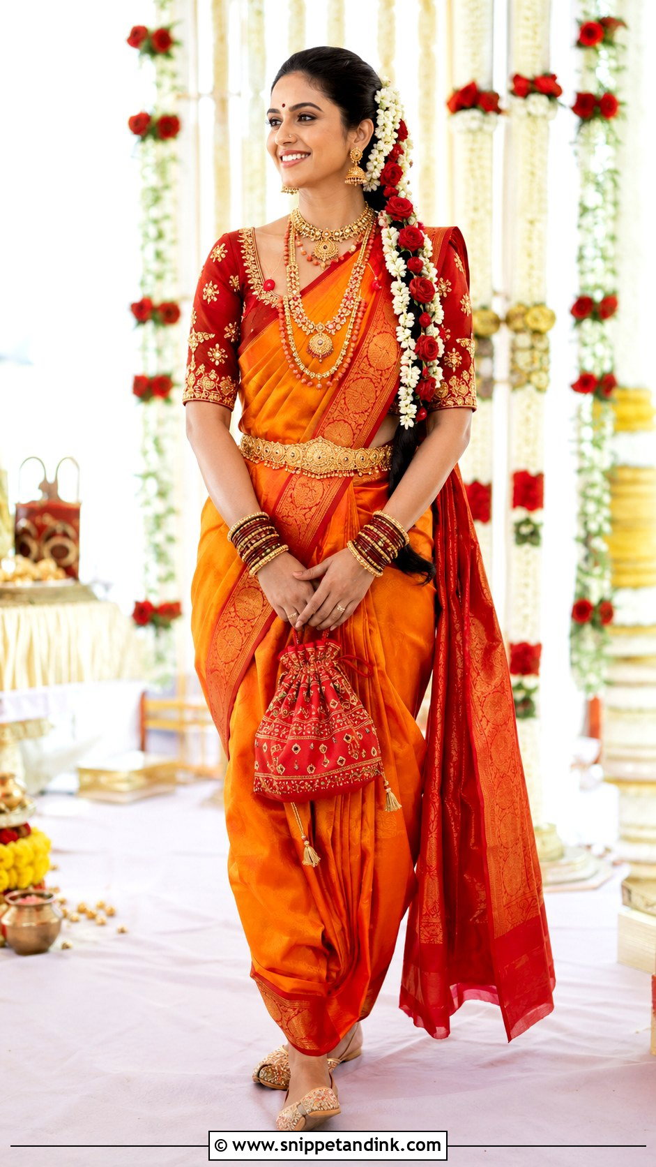 Orange Silk GSB Konkani Bride - Snippet and Ink - 20 Gsb Konkani Bride Ideas