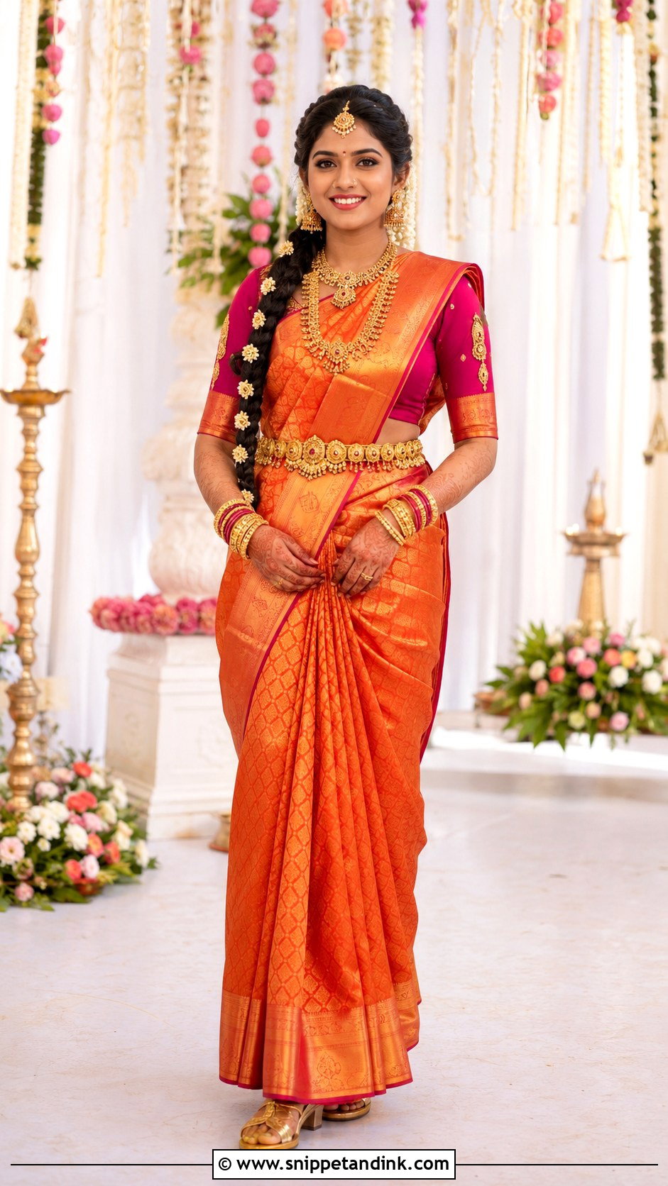 Orange Silk Saree Karnataka Bride - Snippet and Ink - 25 Karnataka Bride Ideas
