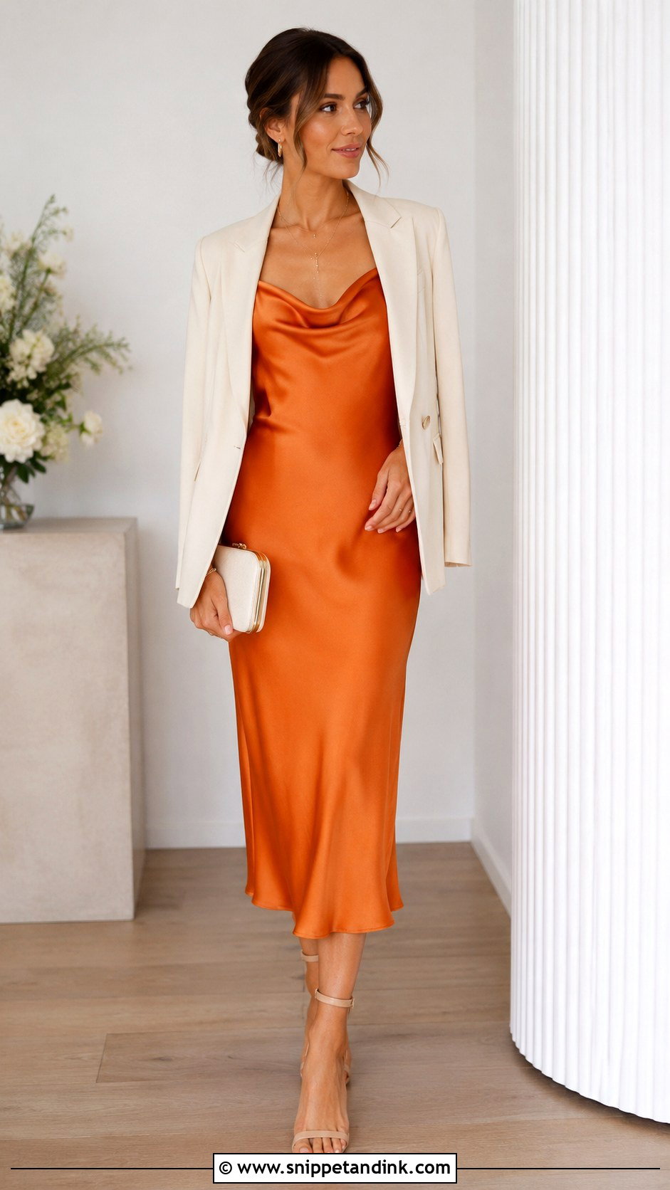Orange Slip Dress Wedding Outfit - Snippet and Ink - 25 Orange Dress Wedding Outfit Ideas