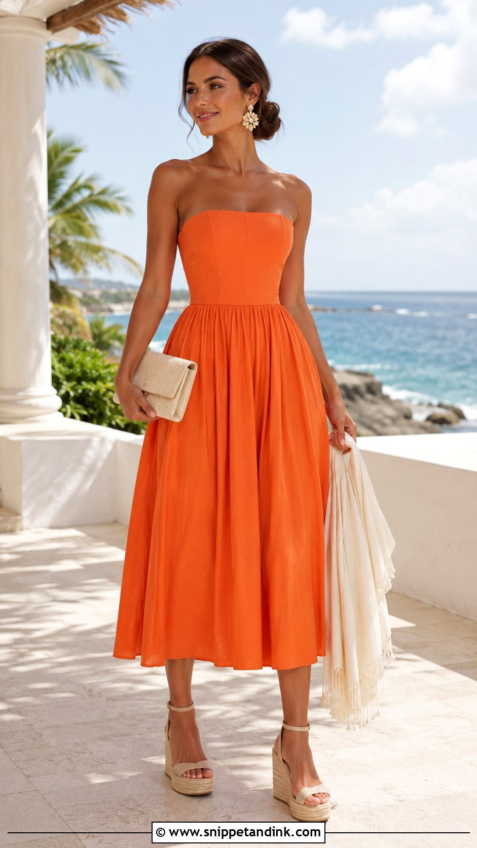 Orange Strapless Beach Wedding Dress - Snippet and Ink - 20 Beach Wedding Ideas Dresses