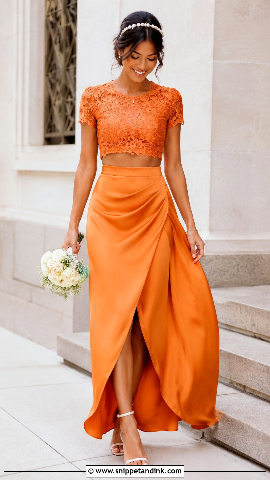 Orange Two Piece Wedding Dress - Snippet and Ink - 25 Orange Wedding Dress Ideas