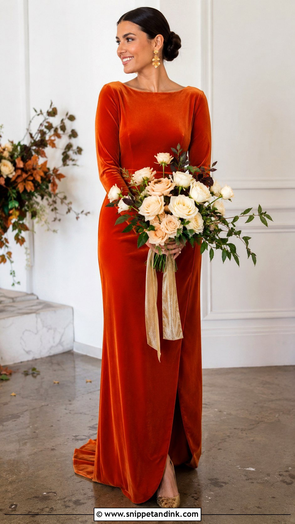 Orange Velvet Wedding Dress - Snippet and Ink - 25 Orange Wedding Dress Ideas