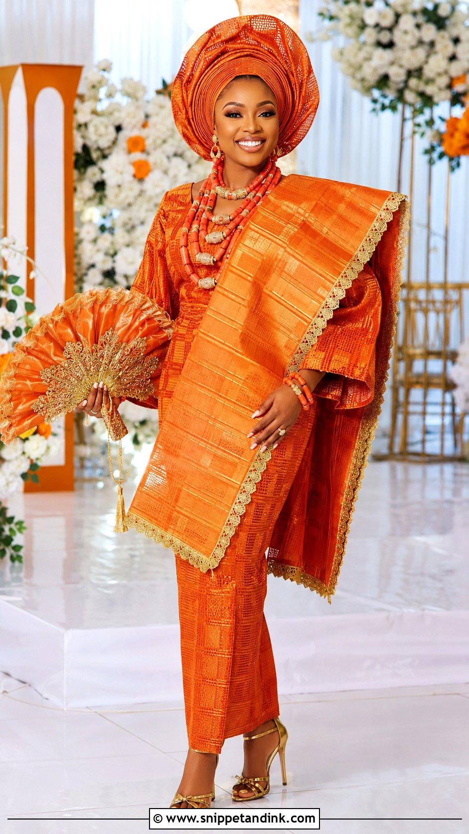 Orange Yoruba Bride Attire - Snippet and Ink - 25 Yoruba Traditional Wedding Attire for Bride Ideas