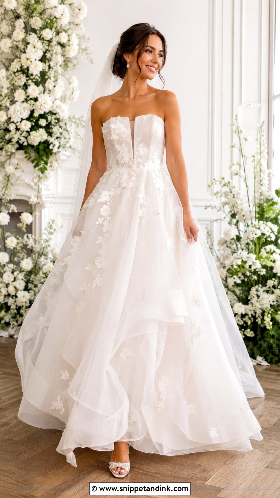 Organza A Line Bridal Gown - Snippet and Ink - 25 A Line Bridal Gowns
