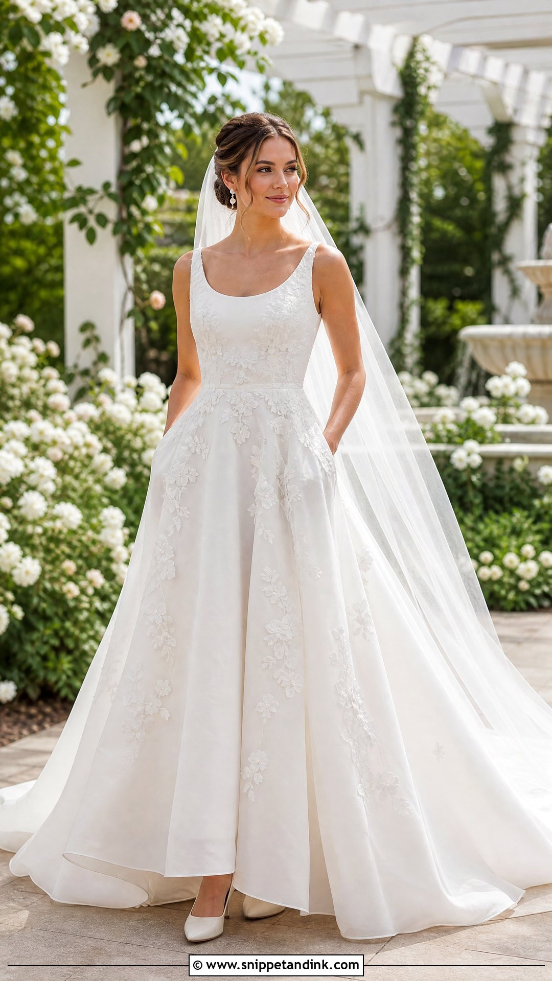 Organza A Line Wedding Dress With Pockets - Snippet and Ink - 20 Wedding Dresses for Inverted Triangle