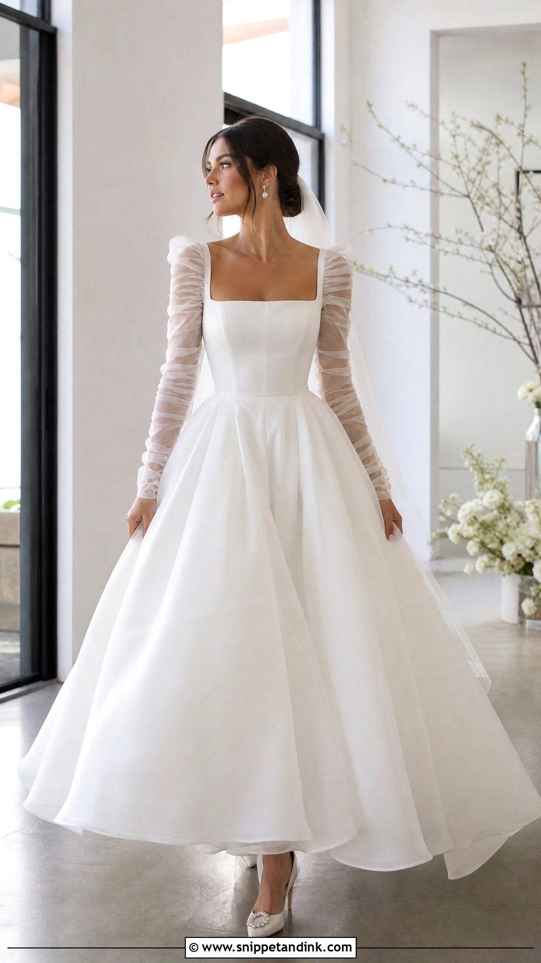 Organza Ballgown Wedding Dress With Sleeves - Snippet and Ink - 25 Ballgown Wedding Dress with Sleeves