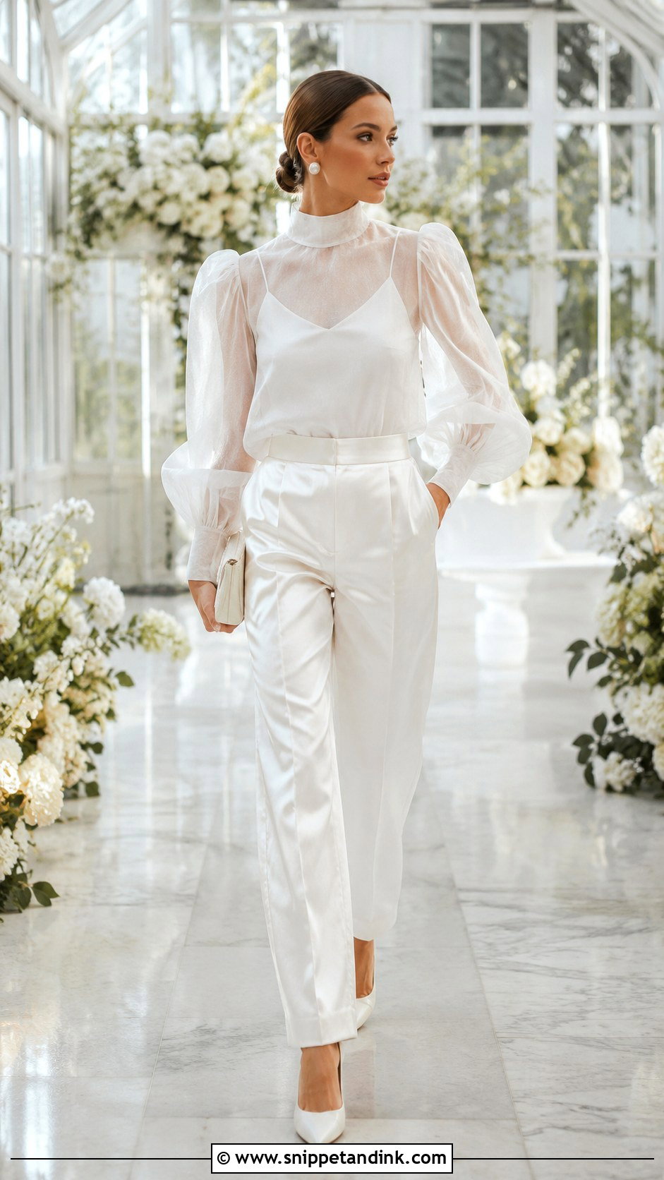 Organza Blouse And Satin Bridal Pants - Snippet and Ink - 20 Bridal Pants Ideas