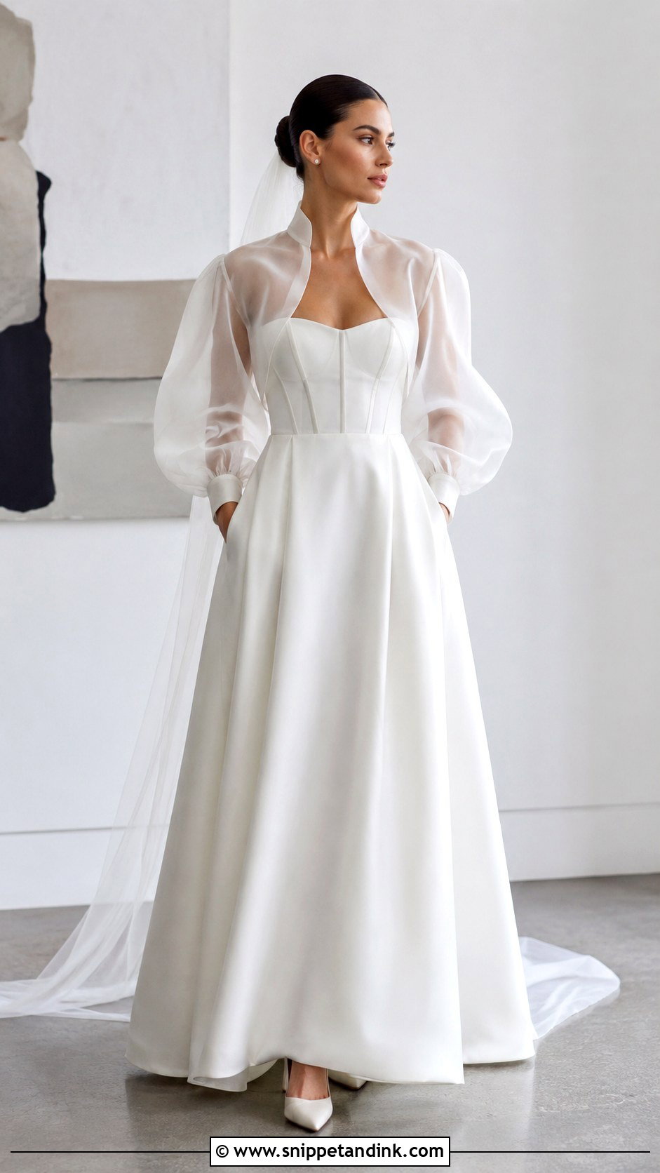 Organza Bridal Bolero With Corset Wedding Gown - Snippet and Ink - 20 Bridal Bolero Jacket Ideas