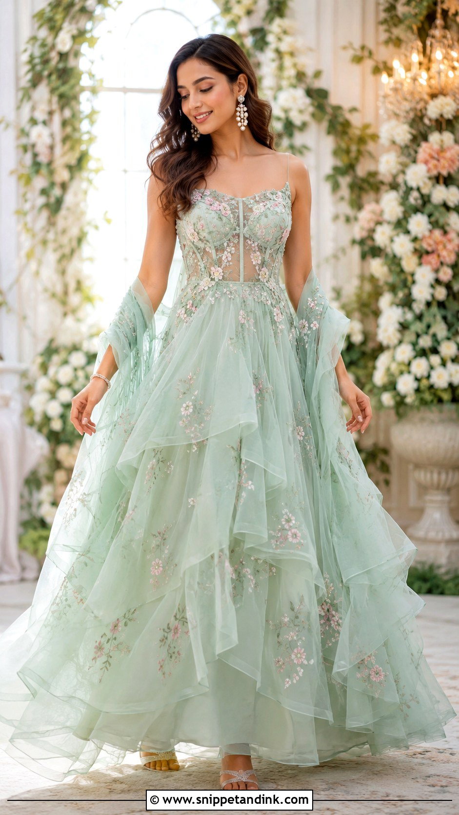 Organza Bridal Sangeet Gown - Snippet and Ink - 25 Bridal Sangeet Outfit Gown Ideas
