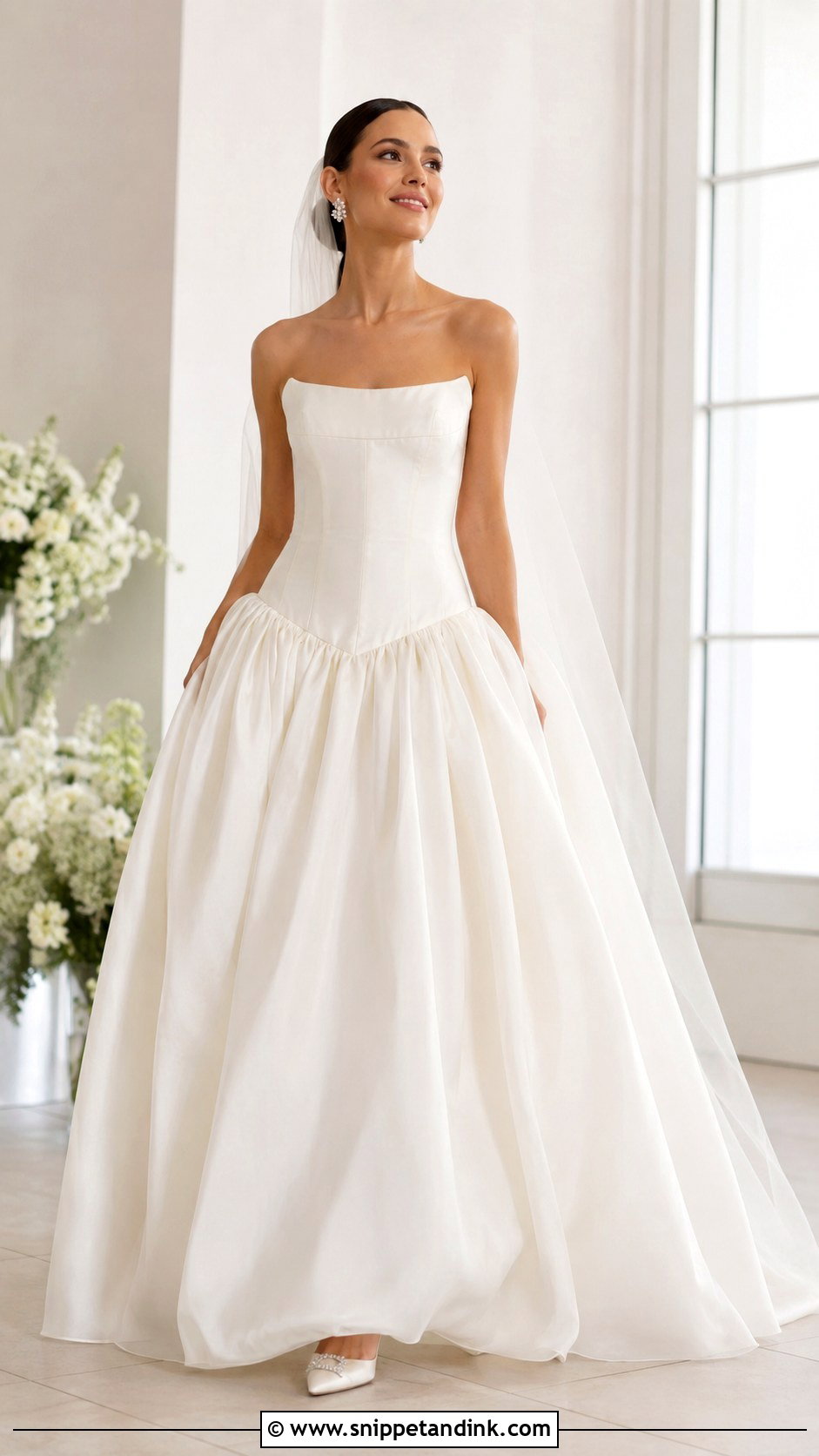 Organza Drop Waist Ball Gown Wedding Dress - Snippet and Ink - 25 Drop Waist Wedding Dress Ball Gown Ideas