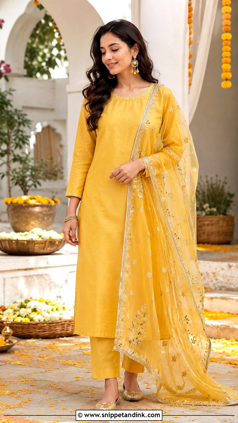 Organza Dupatta Haldi Suit - Snippet and Ink - 25 Haldi Suit Ideas