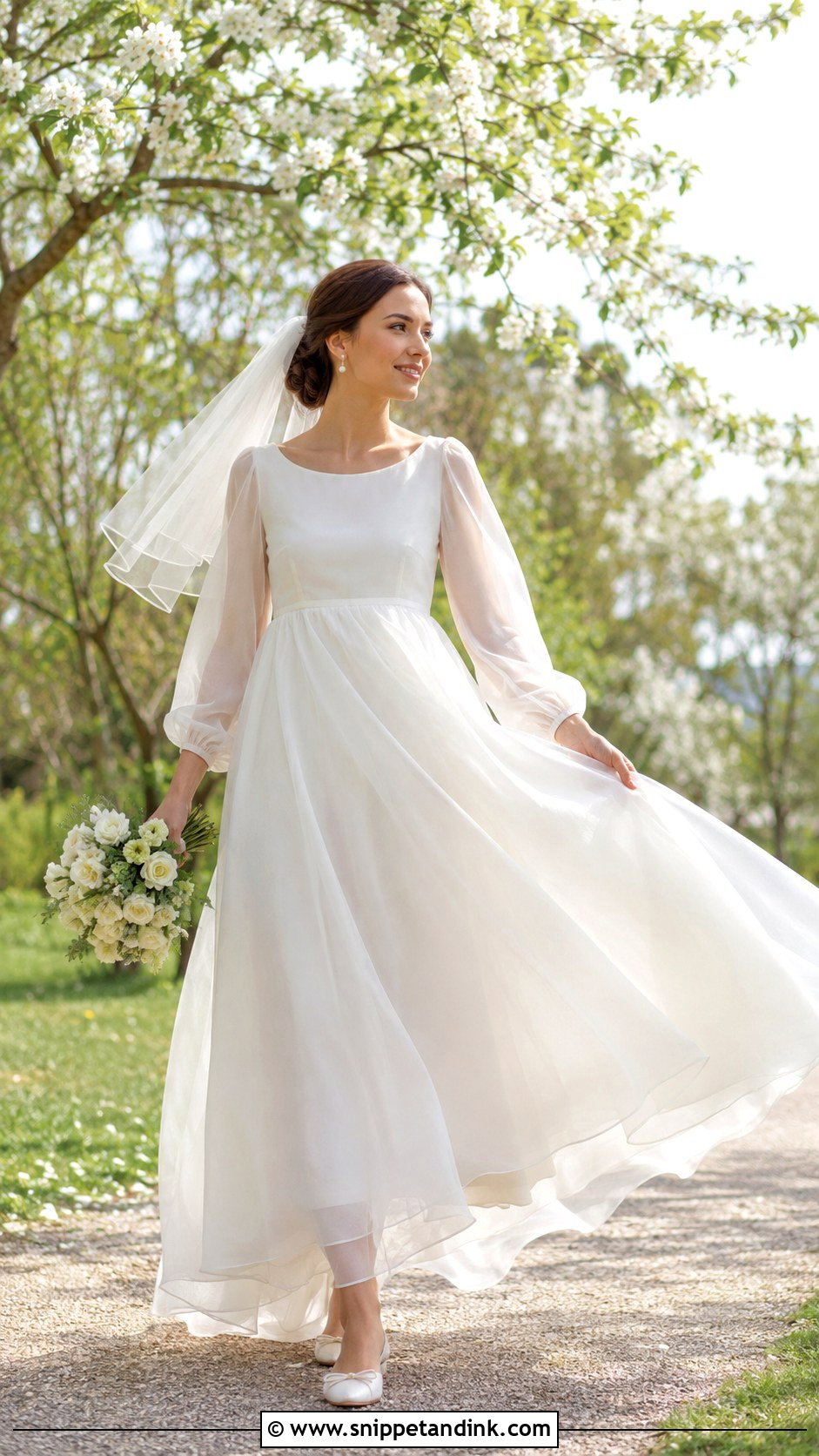Organza Empire Waist Wedding Dress - Snippet and Ink - 20 Korean Style Wedding Dresses
