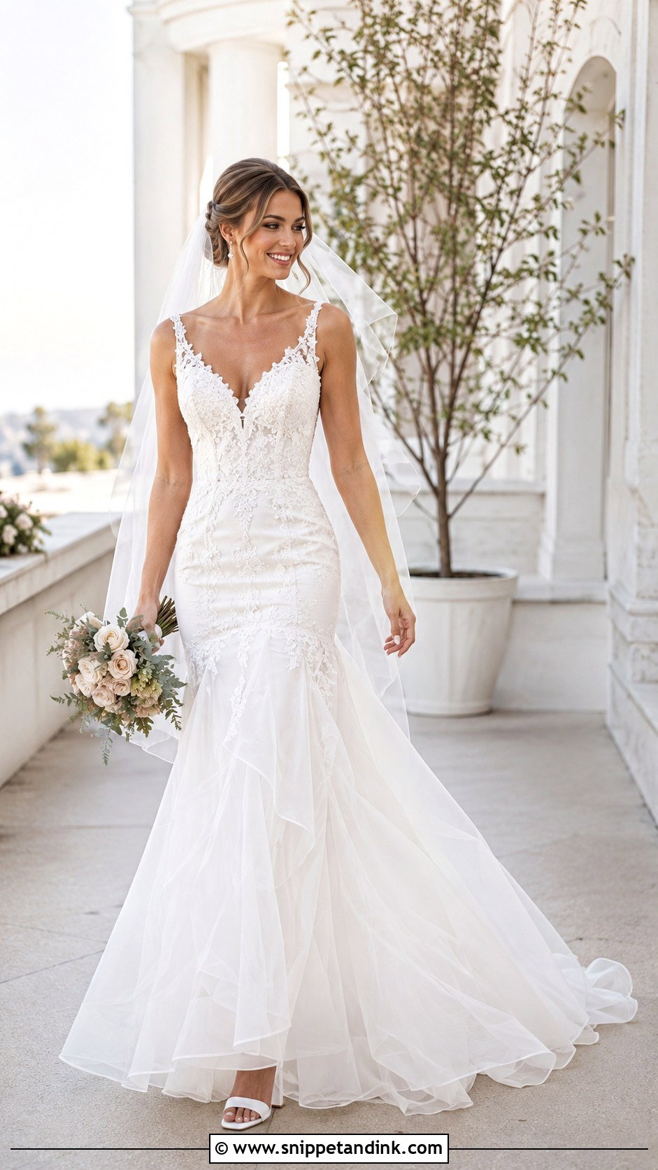 Organza Fit And Flare Wedding Dress - Snippet and Ink - 30 Organza Wedding Dress Ideas