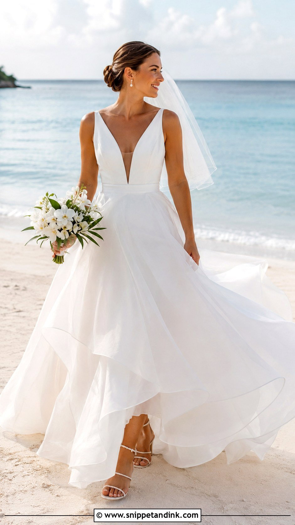 Organza Flared Beach Wedding Dress - Snippet and Ink - 20 Flared Wedding Dress Ideas