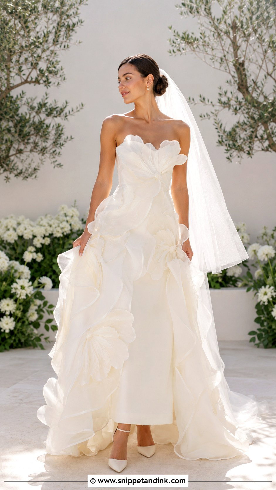 Organza Flower Wedding Dress - Snippet and Ink - 25 Textured Wedding Dress Ideas