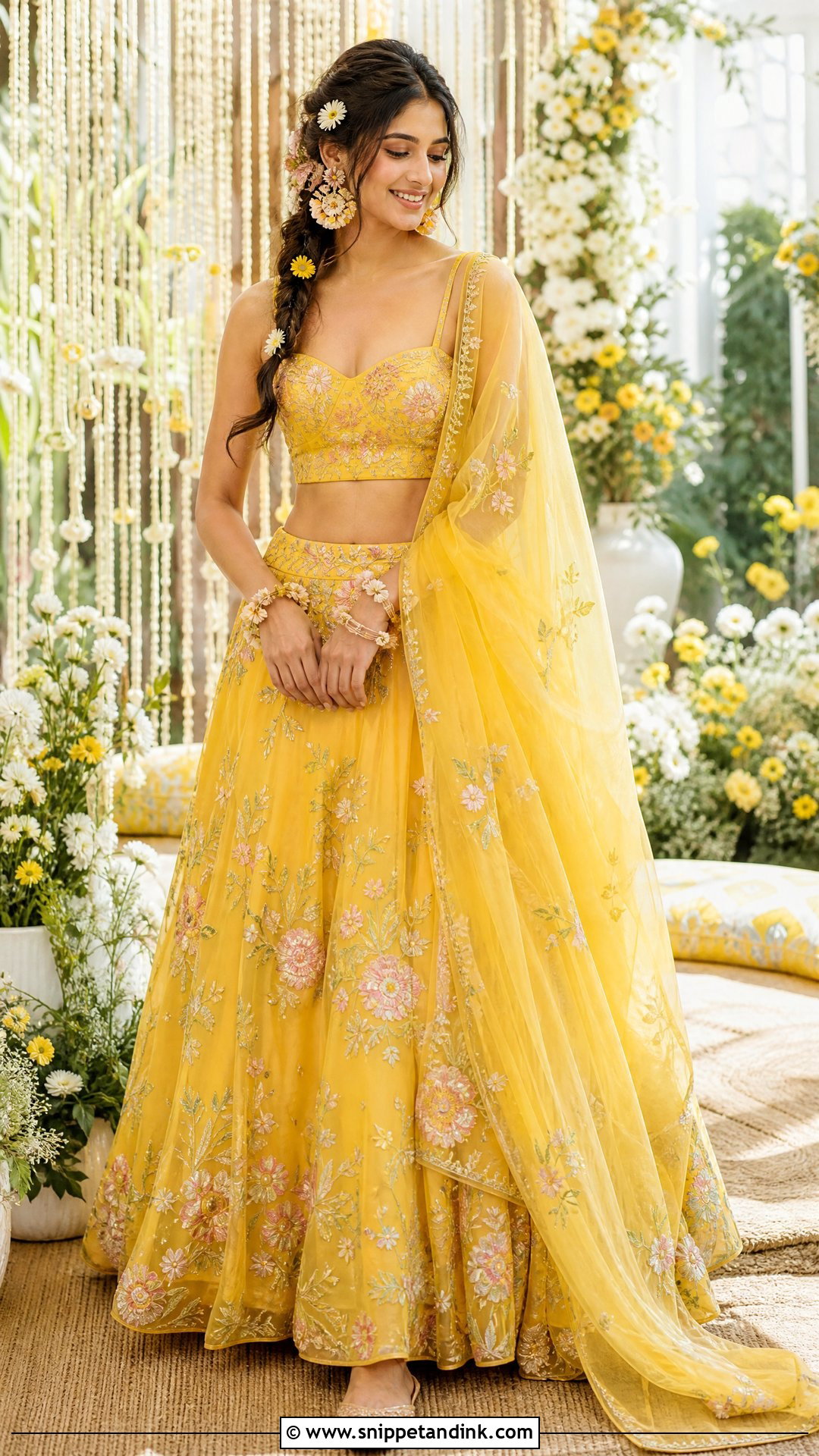 Organza Haldi Lehenga For Bride - Snippet and Ink - 25 Haldi Function Dress for Bride Ideas