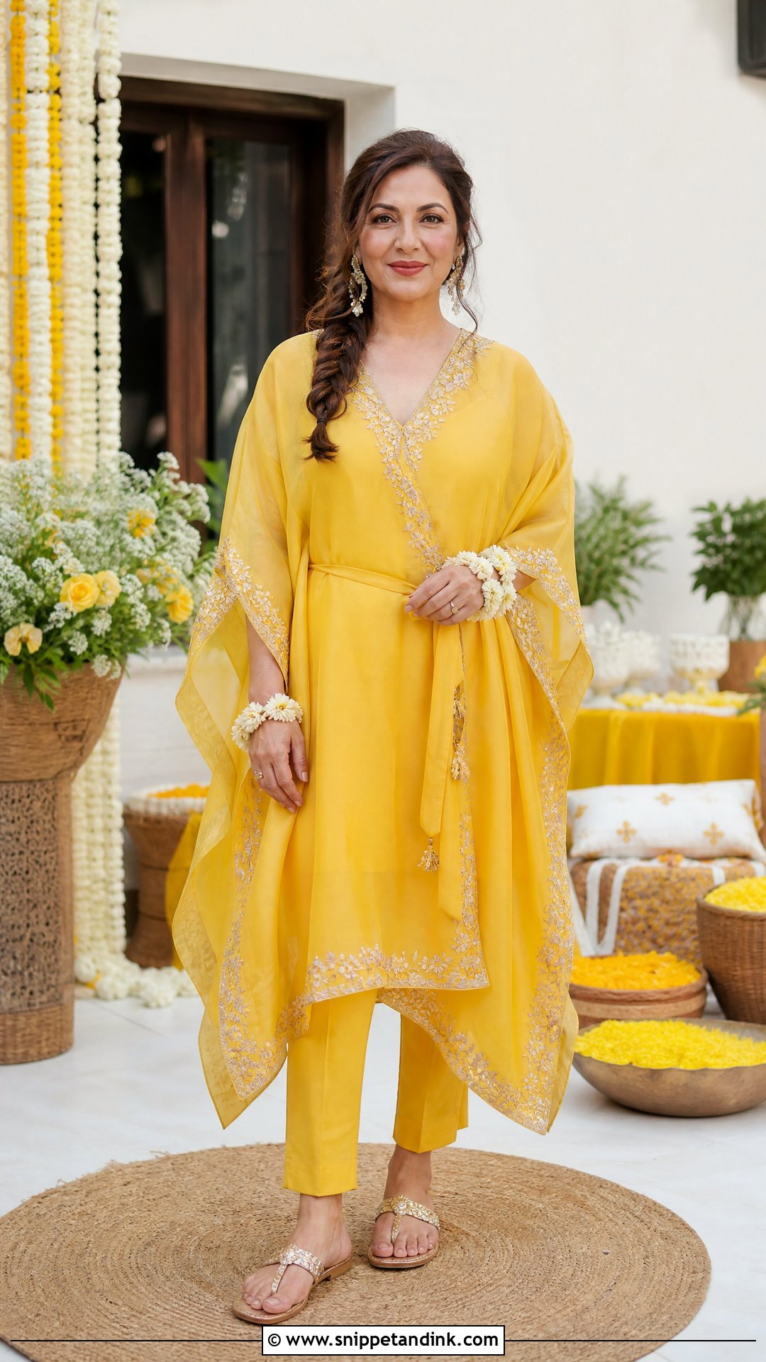 Organza Kaftan Haldi Outfit - Snippet and Ink - 20 Organza Haldi Outfit Ideas